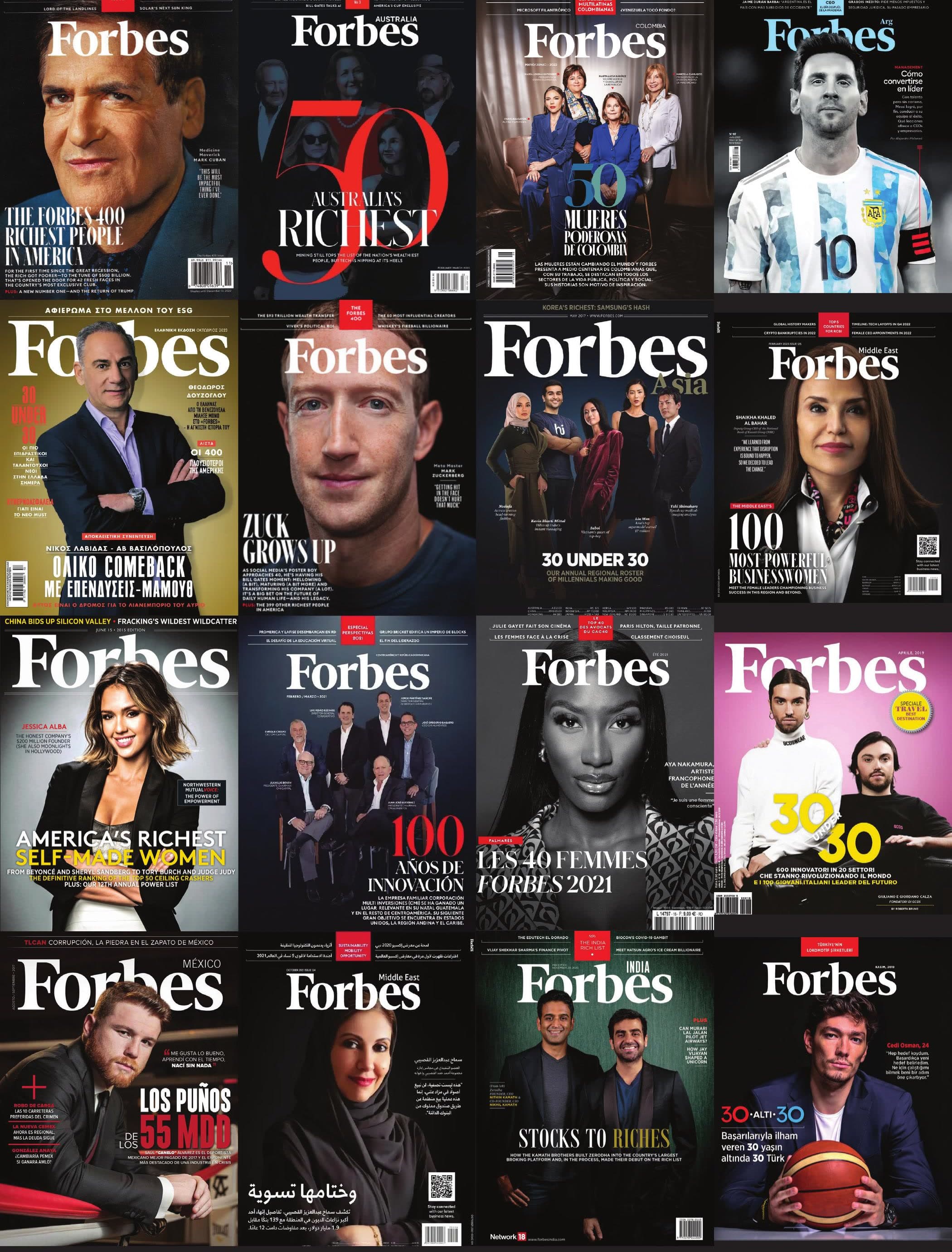 Portadas de ediciones internacionales de Forbes